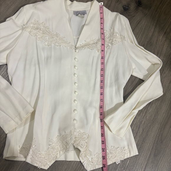 Vtg Dani Michaels Victorian Ivory Button Down Blouse Sz 12 Coquette Bridal Fairy - Picture 9 of 14